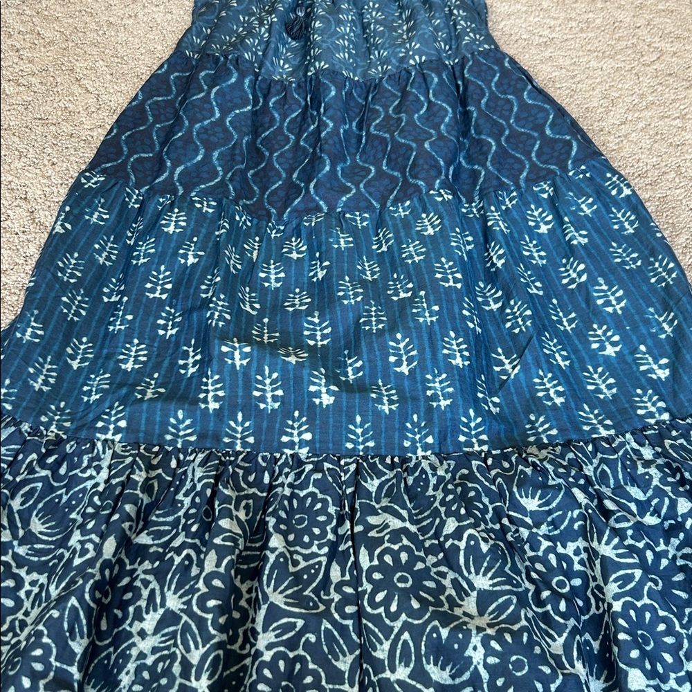 Faherty Sun Chaser Tiered Maxi Dress Cotton Silk Sunburst Mix Print Boho SM NWT - Picture 12 of 12